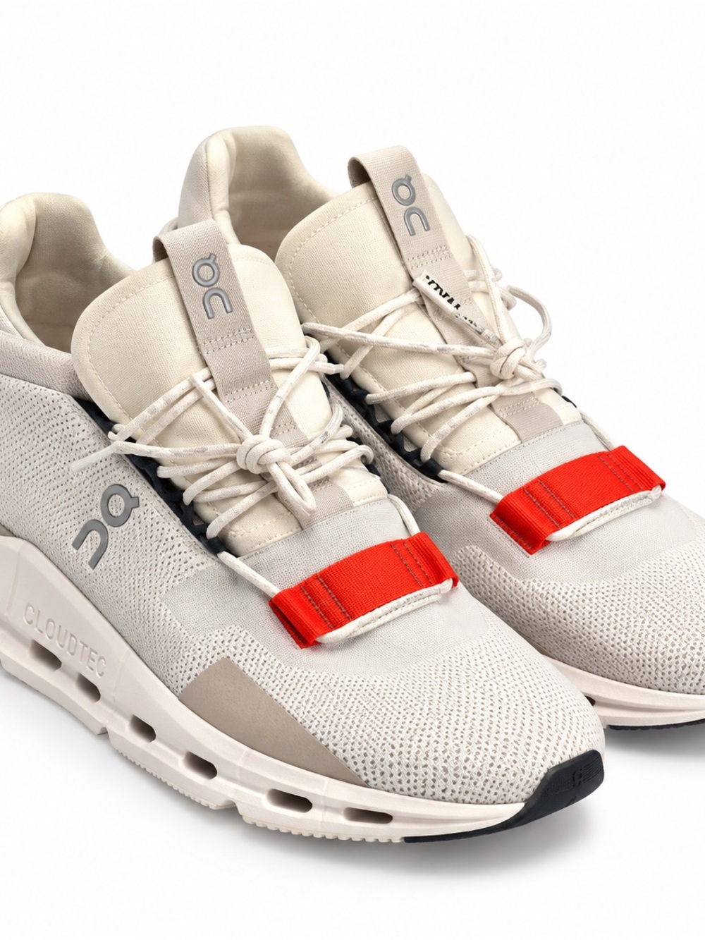 On Cloudnova Men’s Size 12 White Red Running Sneakers CloudTec